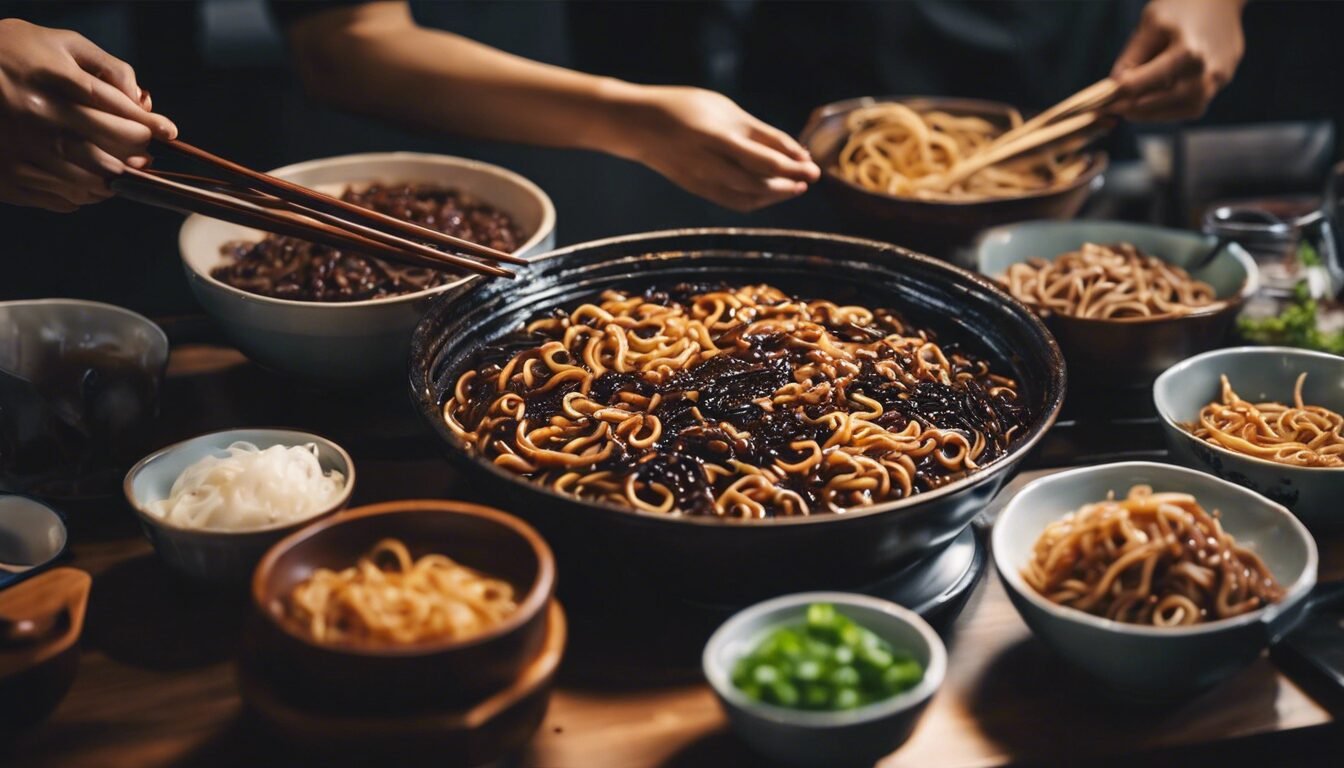 découvrez comment réaliser la délicieuse recette du jajangmyeon, un plat coréen savoureux, avec notre guide pas à pas.