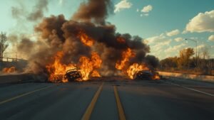 Affrontements violents : tensions entre manifestants contre l'autoroute A69 et les forces de police avec jets de pierres et cocktails Molotov