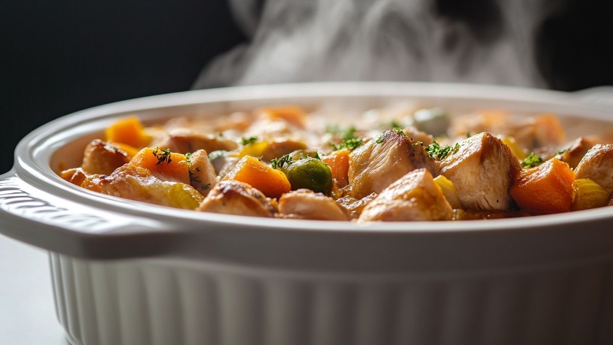 Délicieuse casserole de poulet aux champignons et tomates séchées